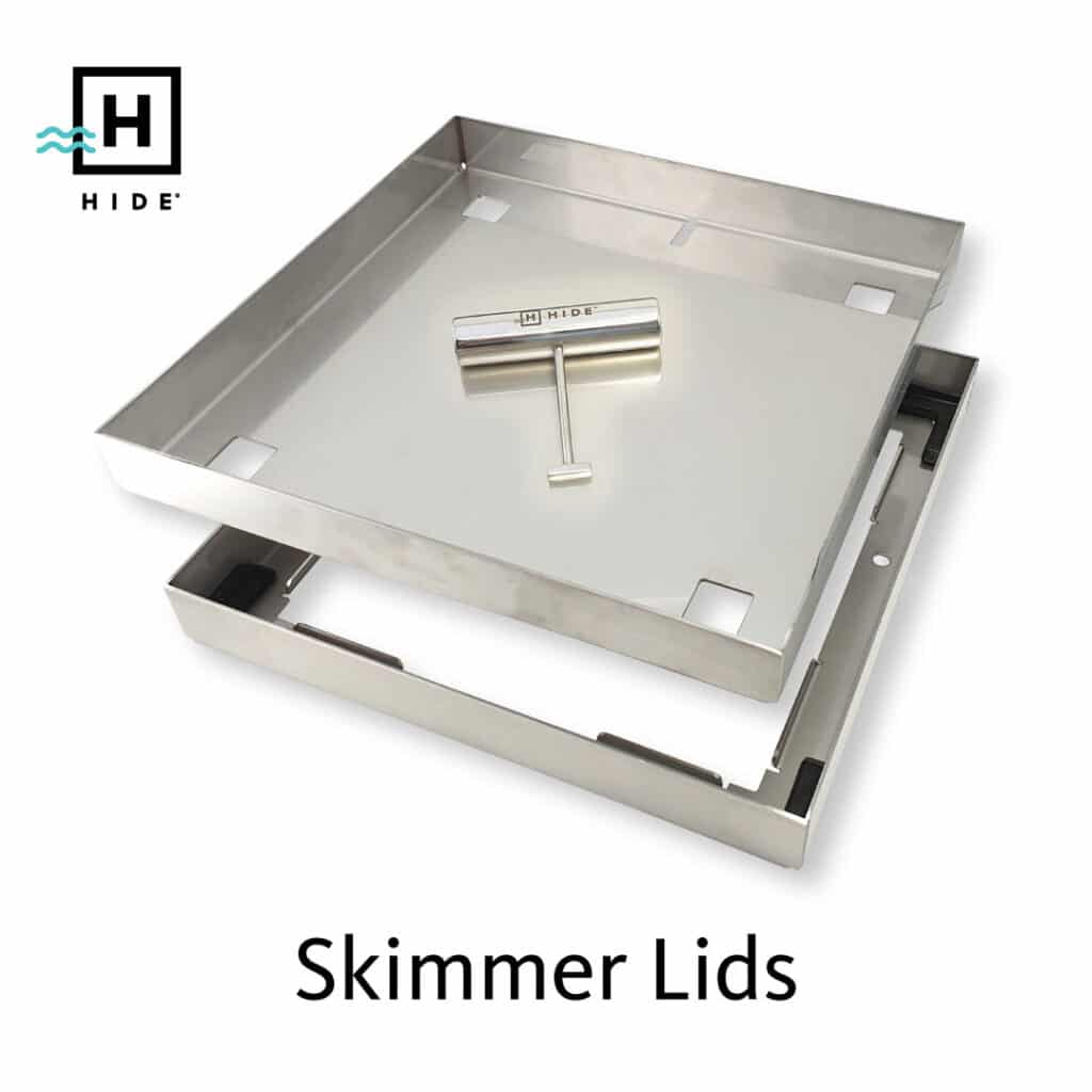 HIDE Skimmer Lids are available in two sizes. 342mm is the most comon, and 306mm suit some other models of skimmer box.